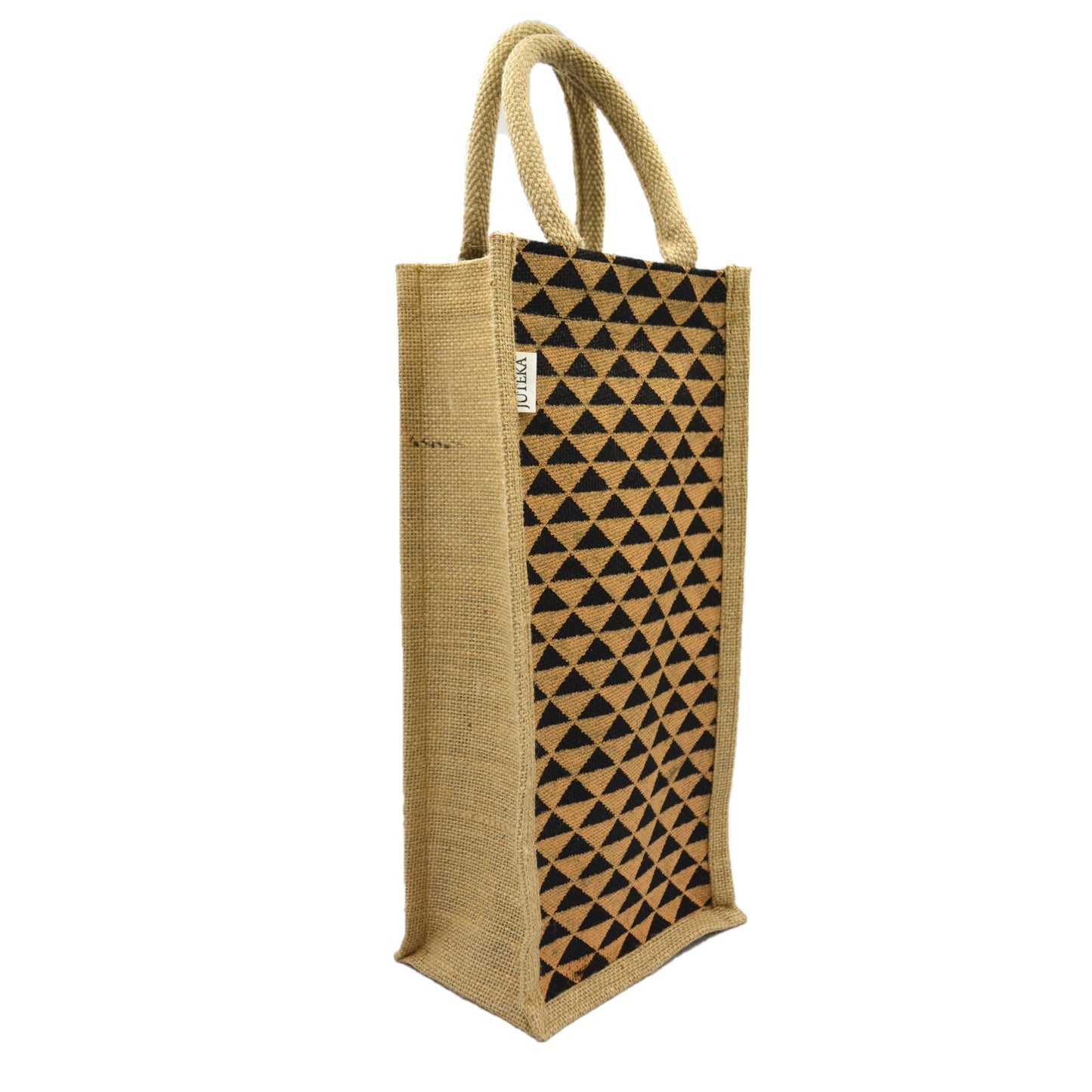 Black & Beige Jute Bag – Polka Dot Design