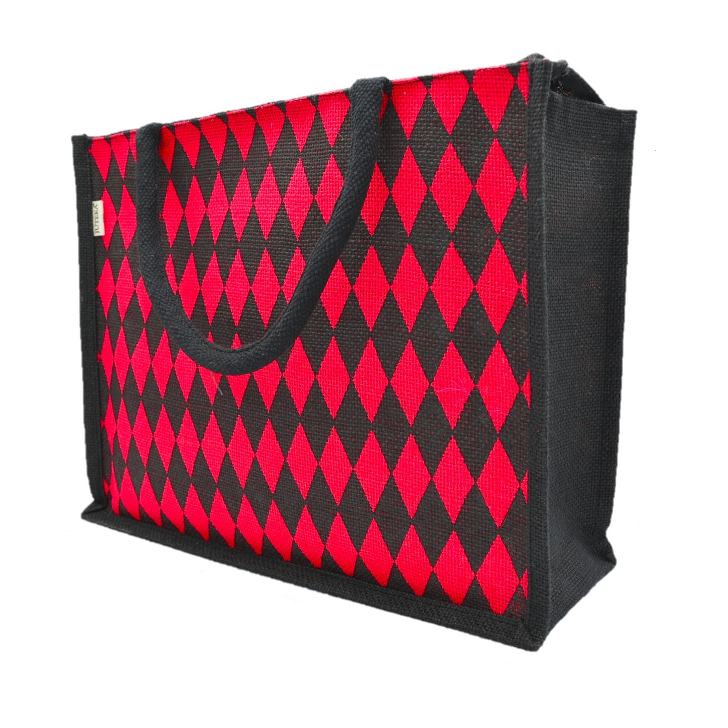 Diamond Pattern Jute Tote Bag