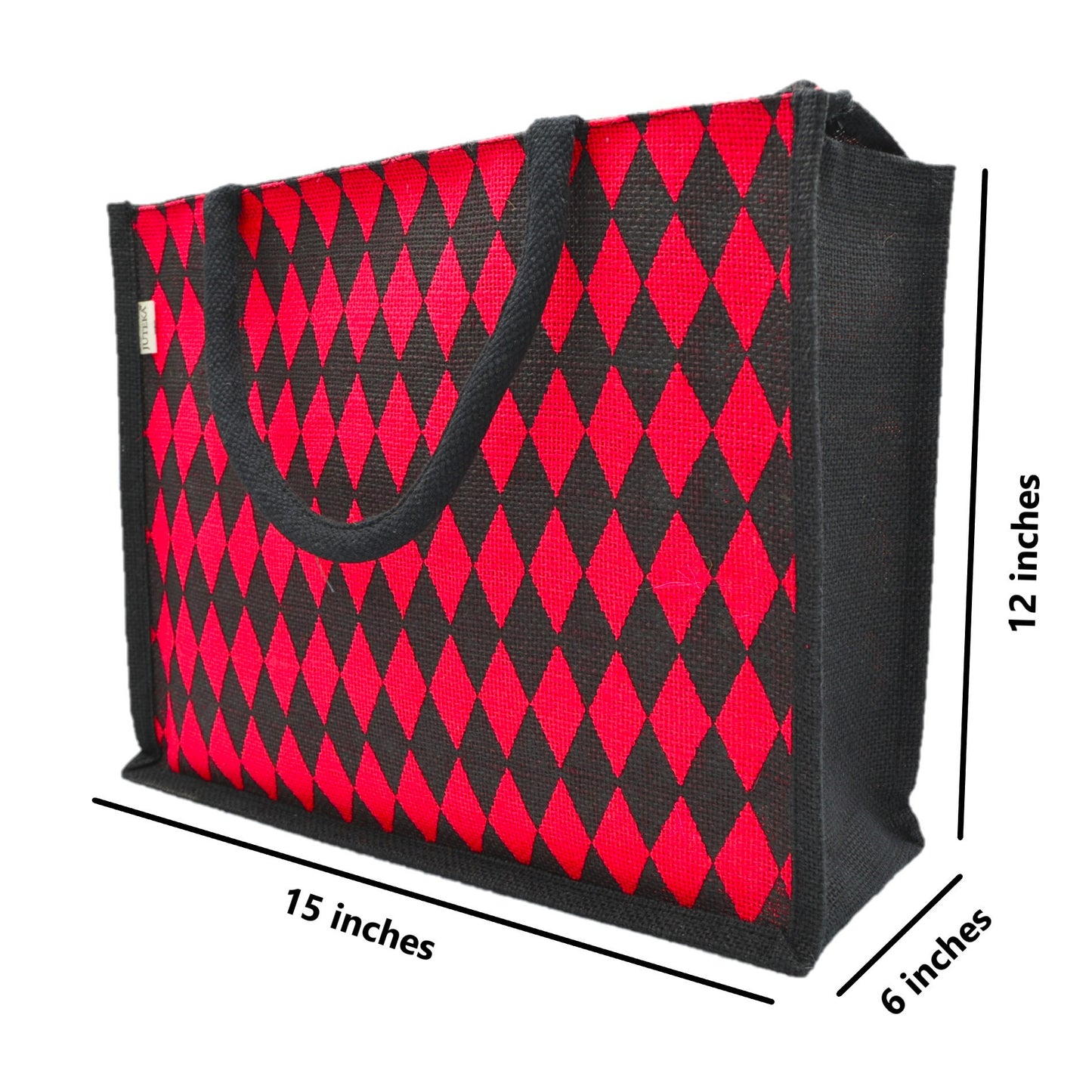 Diamond Pattern Jute Tote Bag