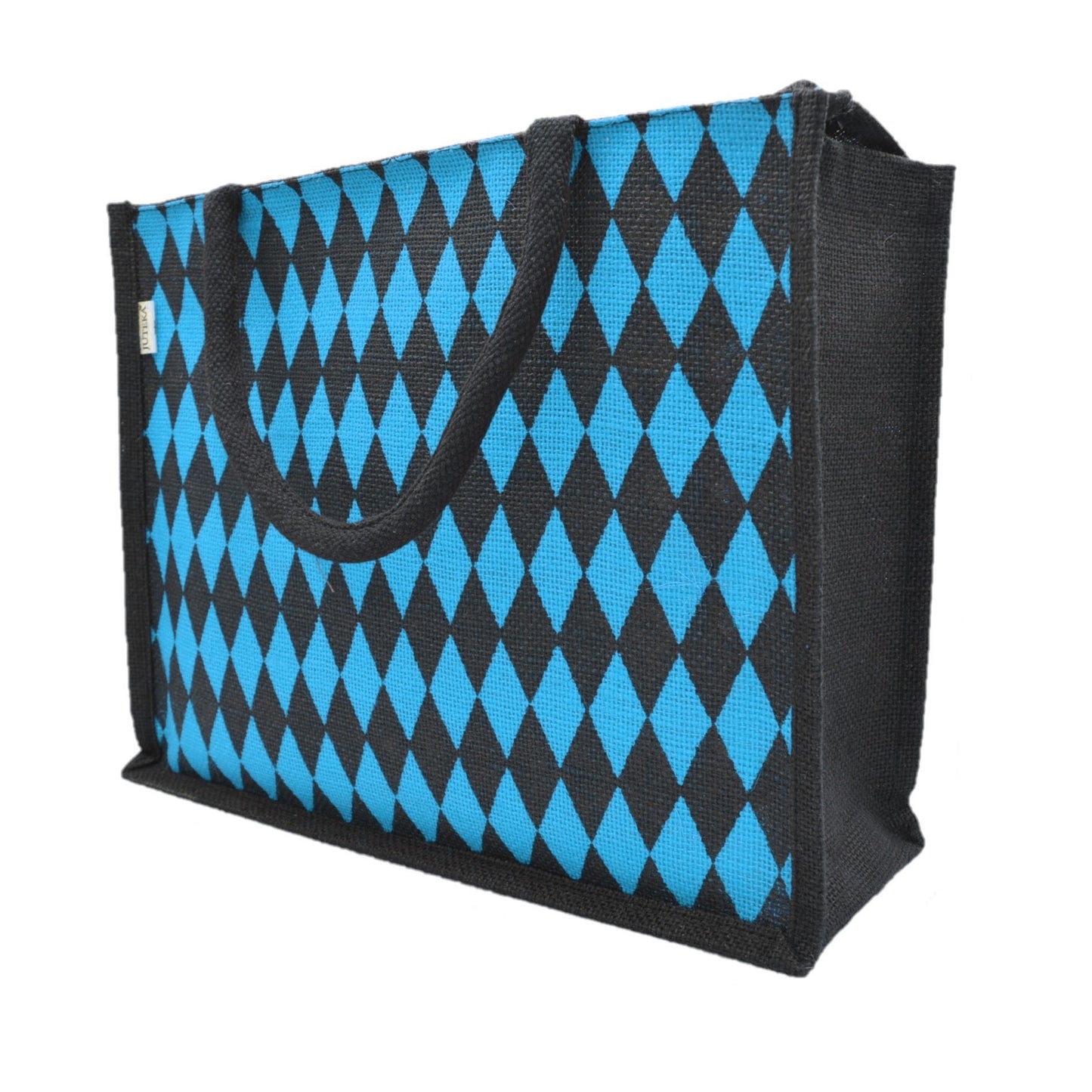 Diamond Pattern Jute Tote Bag