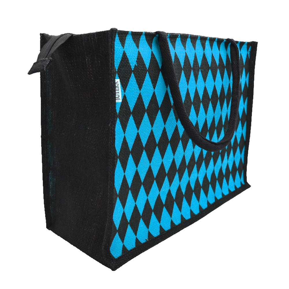 Diamond Pattern Jute Tote Bag