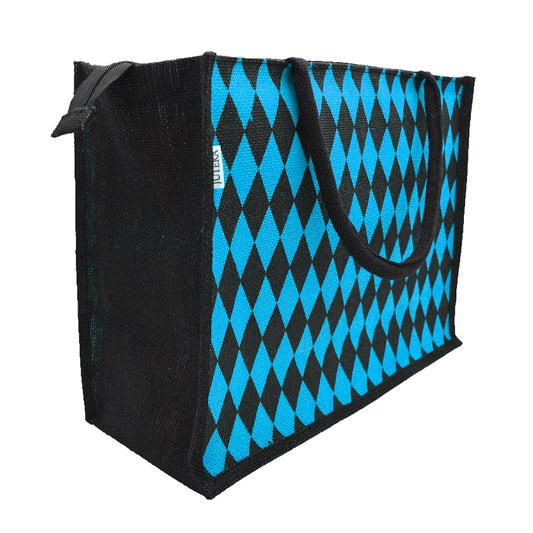 Diamond Pattern Jute Tote Bag
