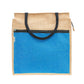 Jute Tote Bag with Blue Front Pocket & Zipper