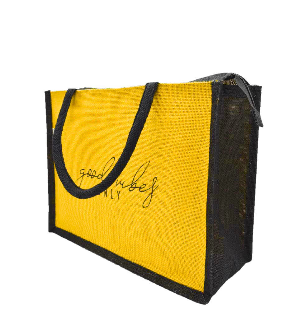 "Good Vibes Only" Jute Tote Bag