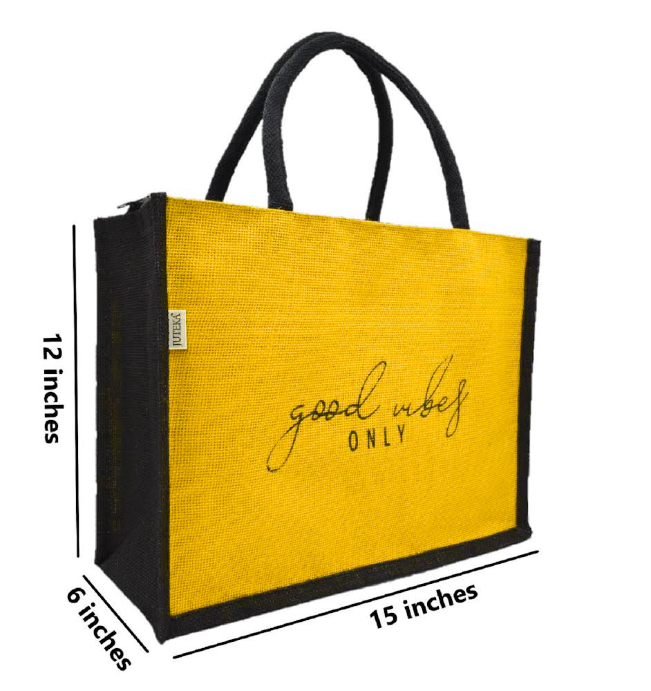 "Good Vibes Only" Jute Tote Bag