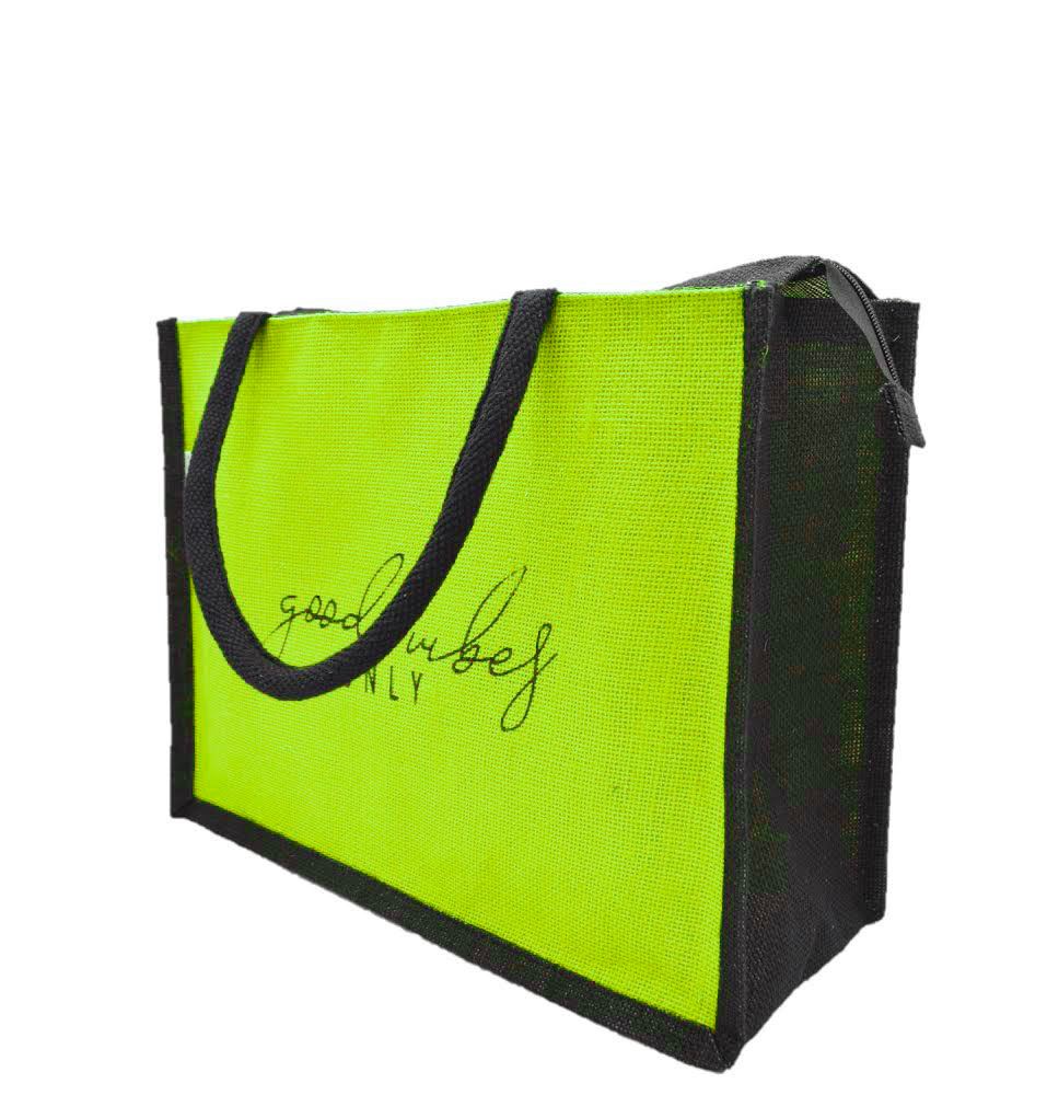 "Good Vibes Only" Jute Tote Bag