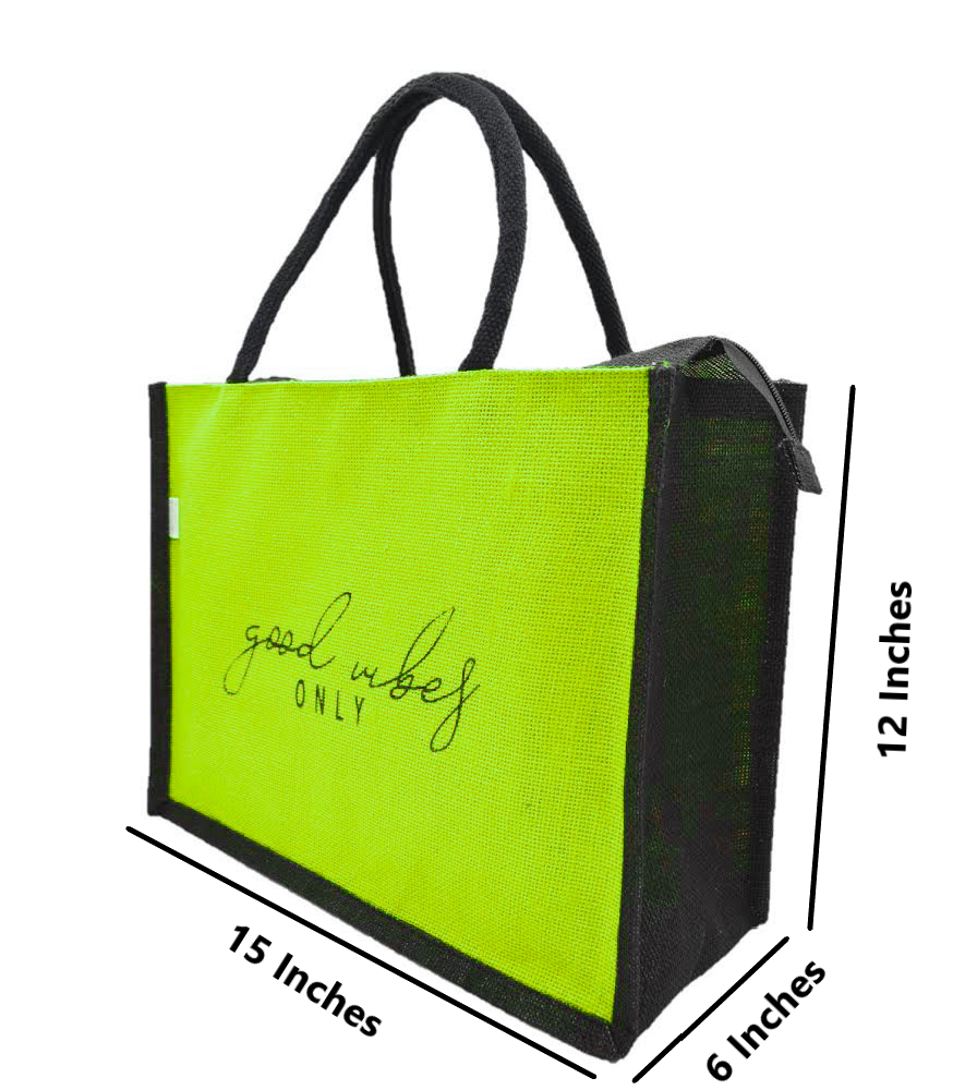 "Good Vibes Only" Jute Tote Bag