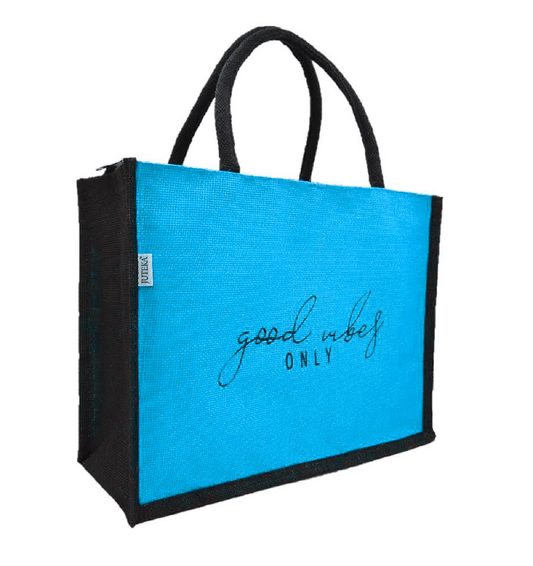 "Good Vibes Only" Jute Tote Bag