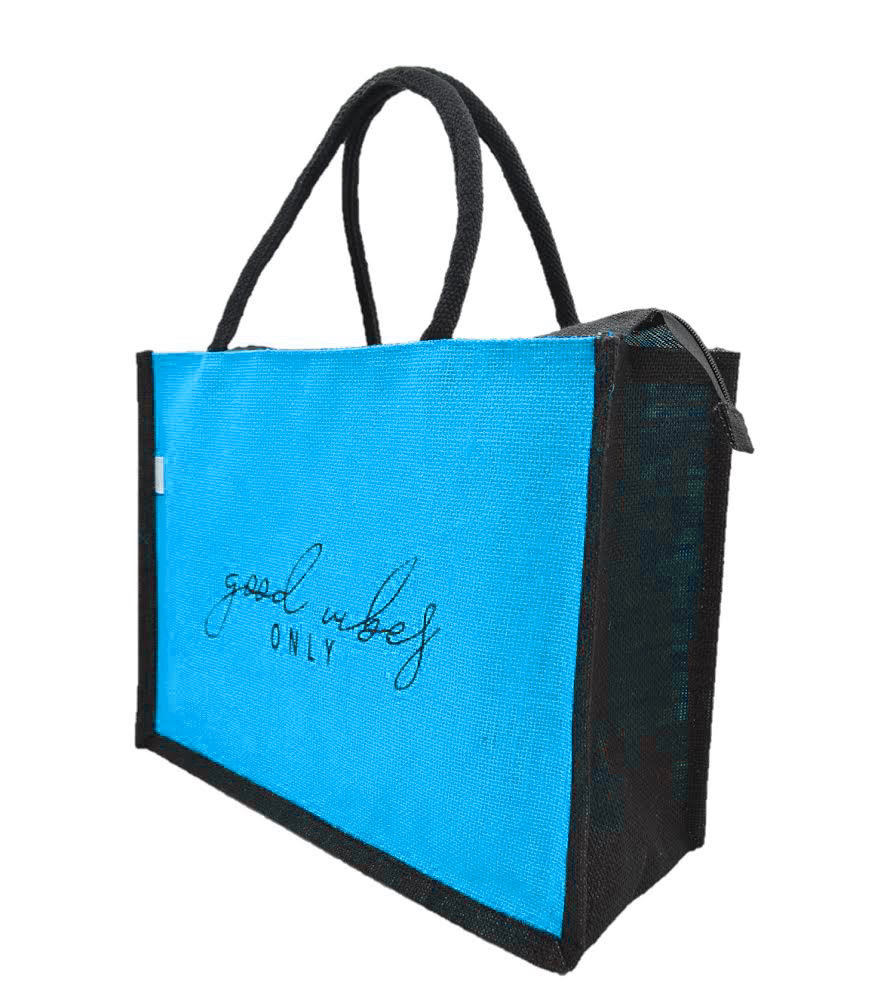 "Good Vibes Only" Jute Tote Bag