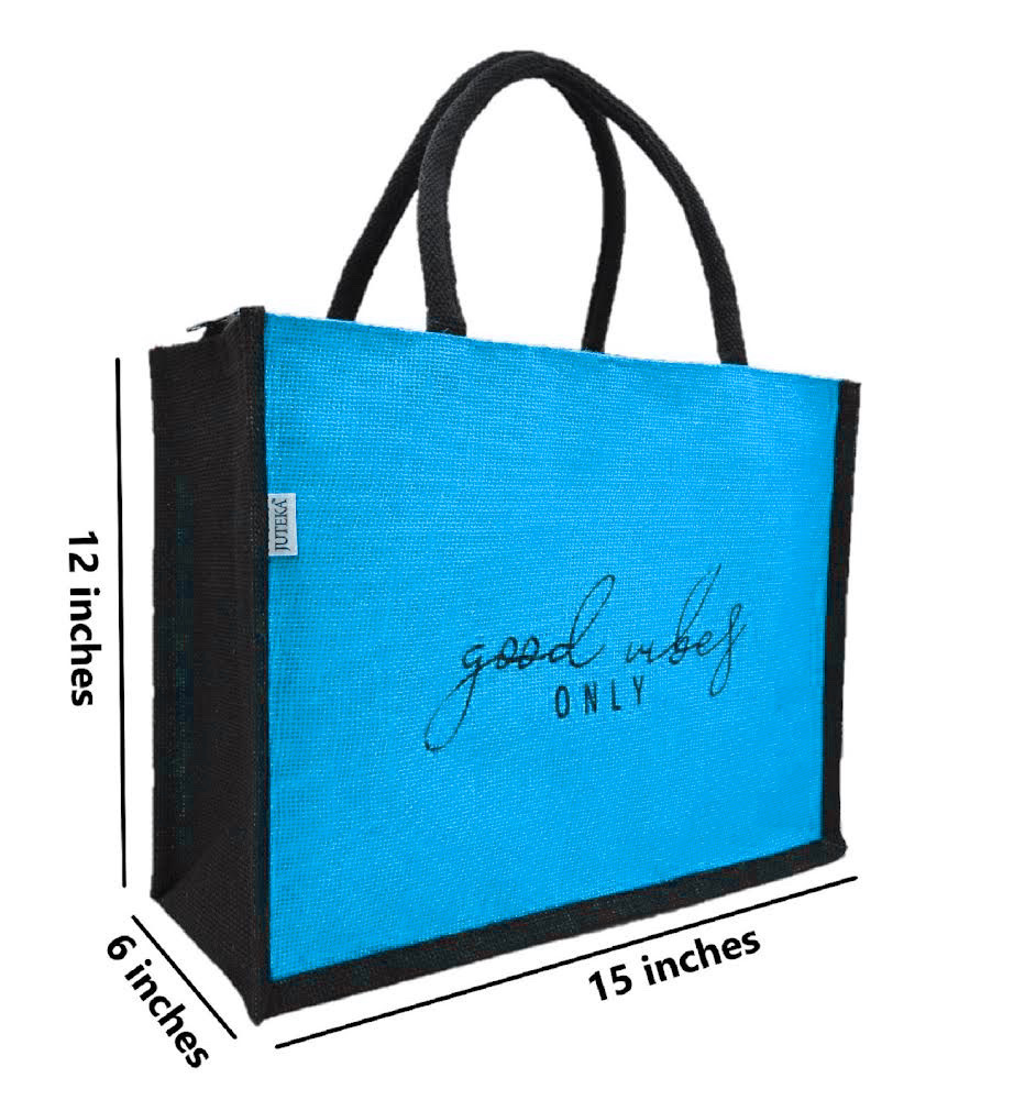 "Good Vibes Only" Jute Tote Bag