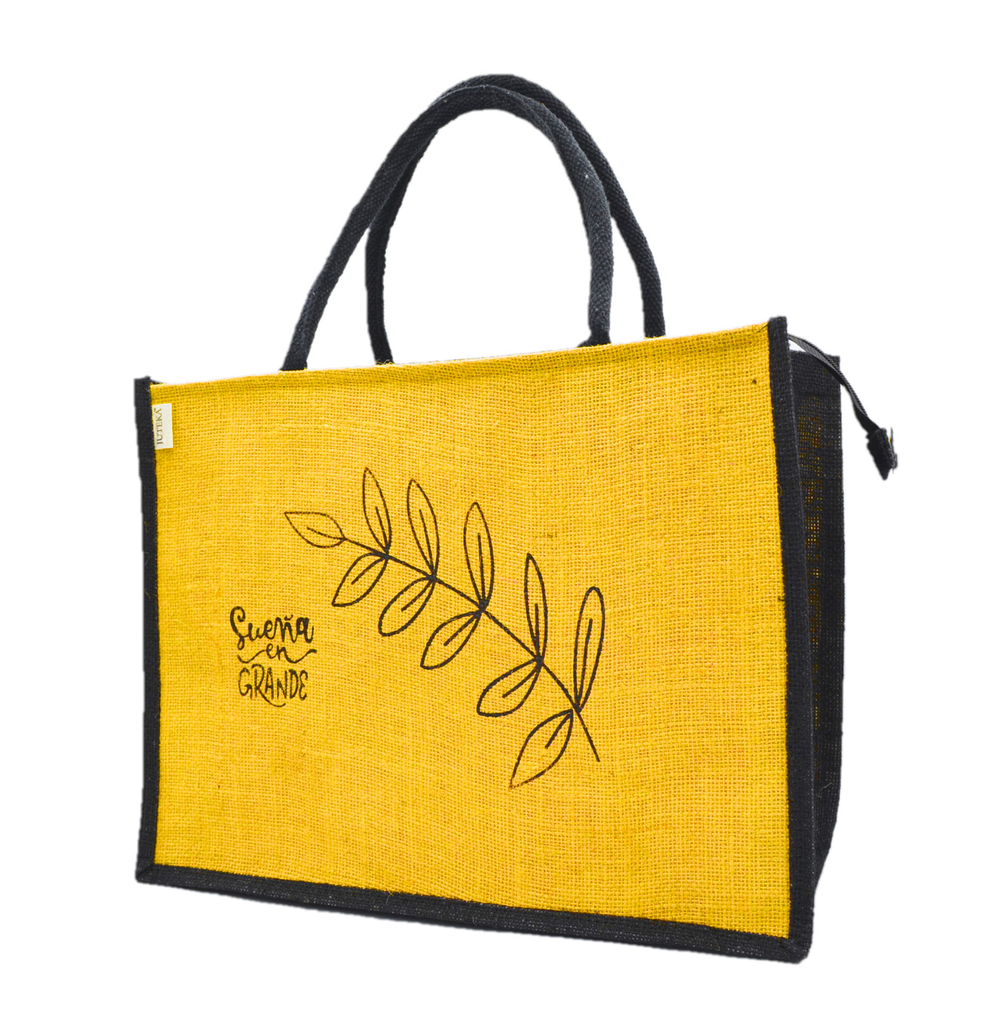 Jute Tote Bag with Stylish Leaf Print
