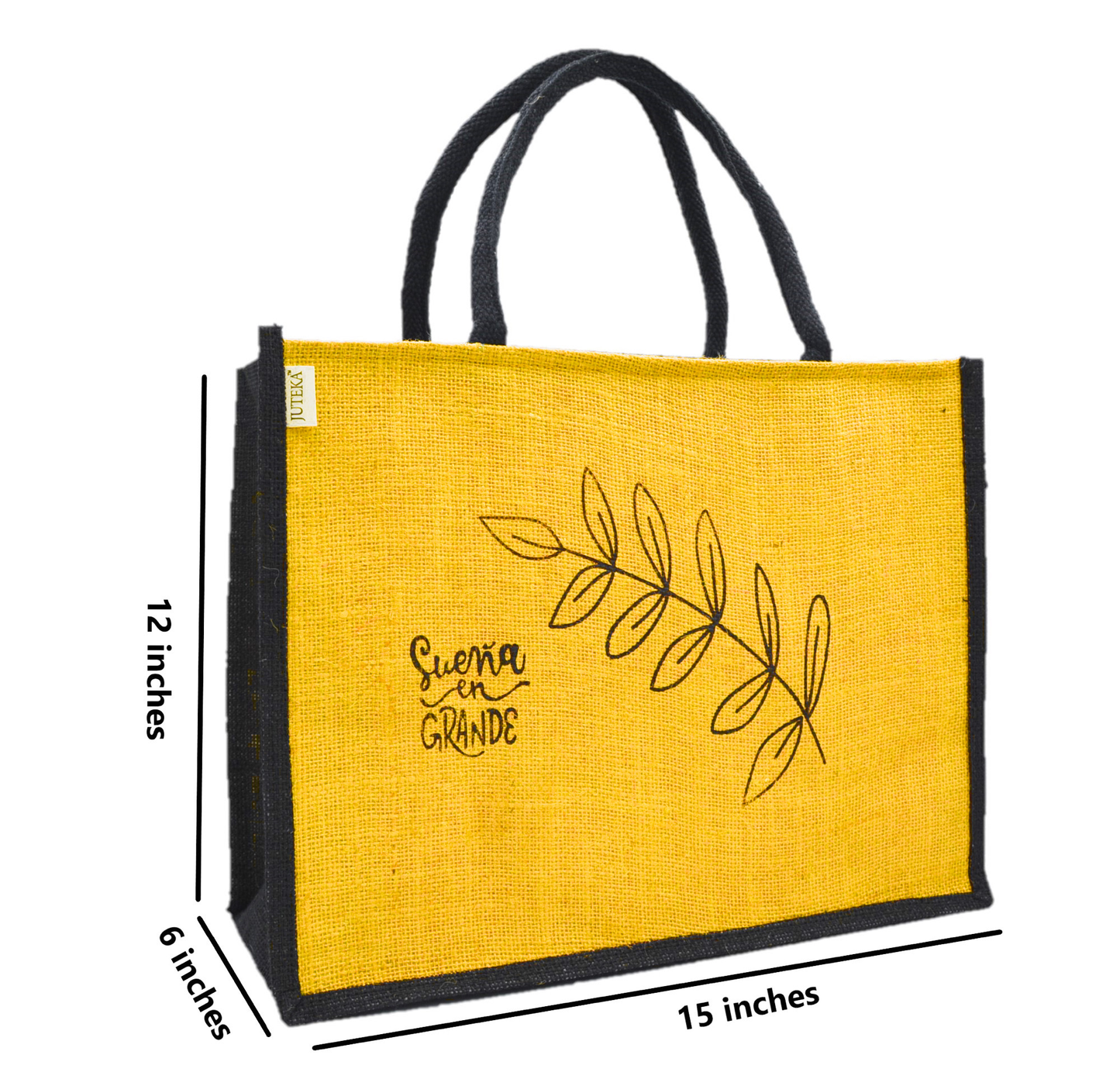 Jute Tote Bag with Stylish Leaf Print