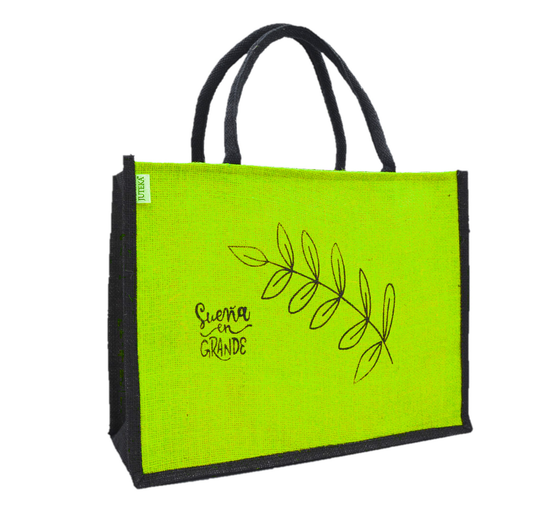 Jute Tote Bag with Stylish Leaf Print