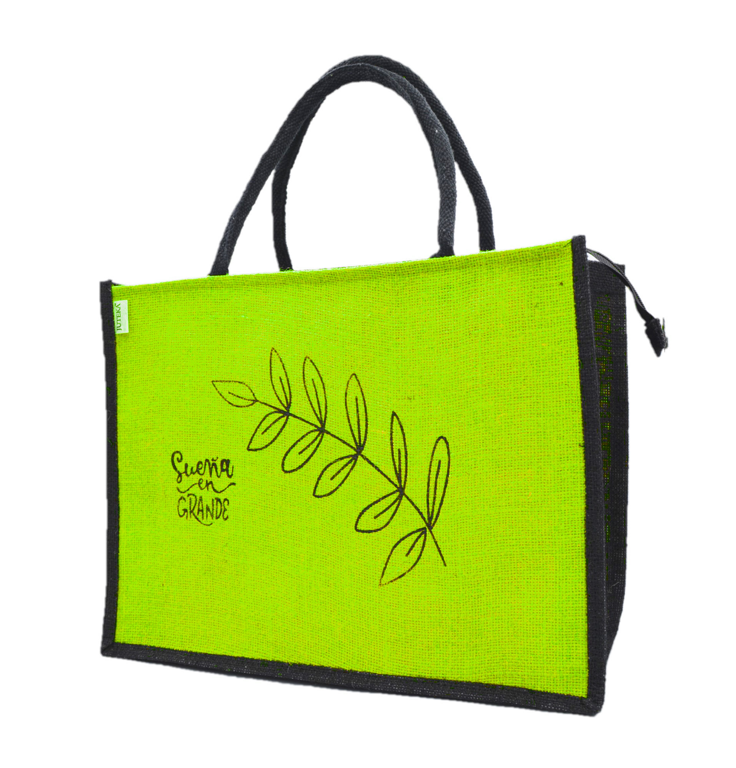 Jute Tote Bag with Stylish Leaf Print
