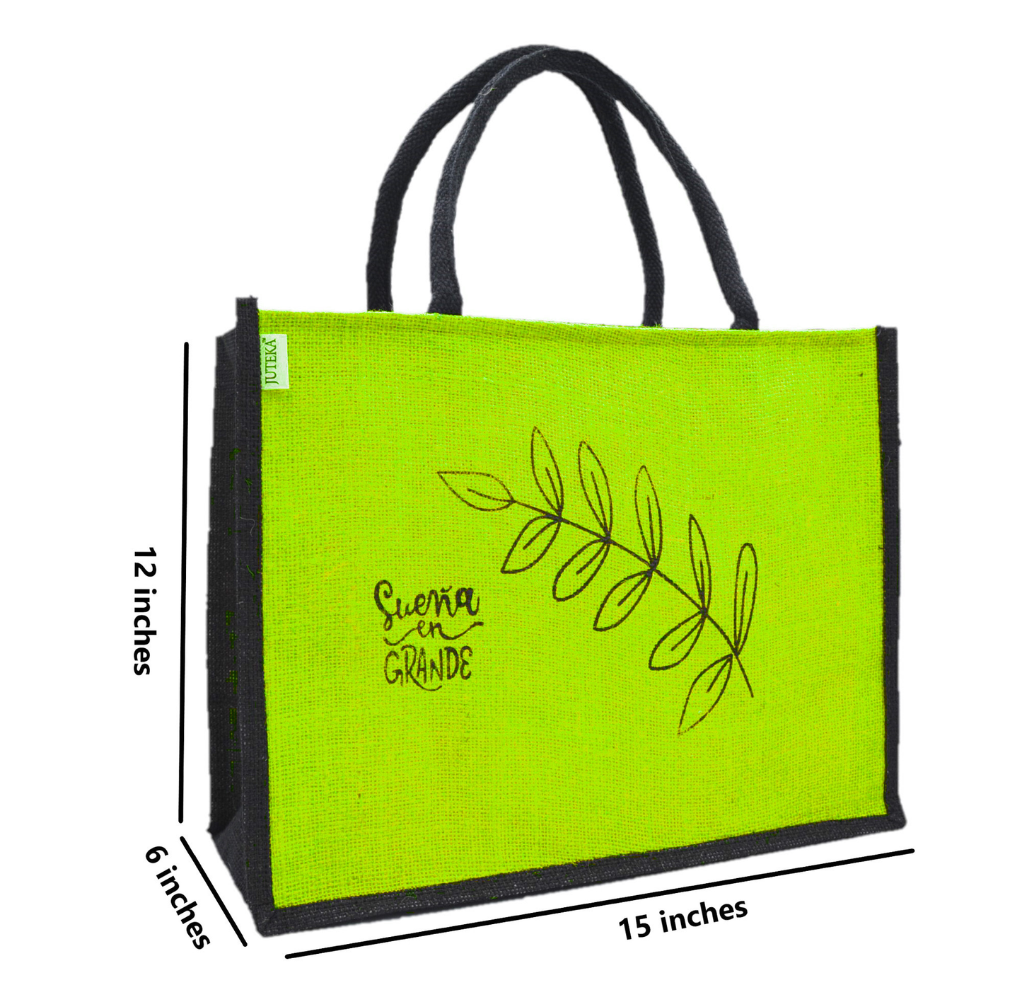 Jute Tote Bag with Stylish Leaf Print