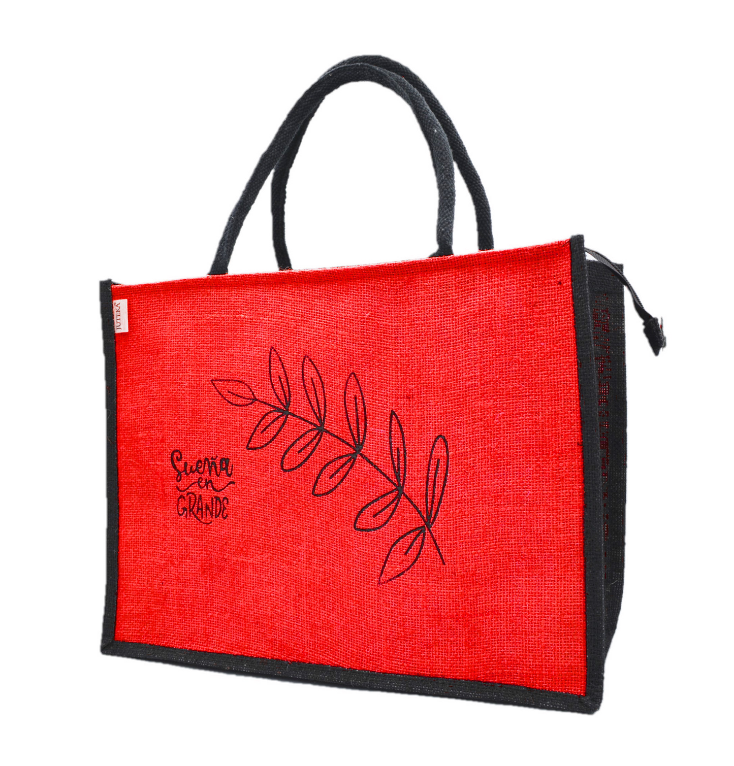 Jute Tote Bag with Stylish Leaf Print