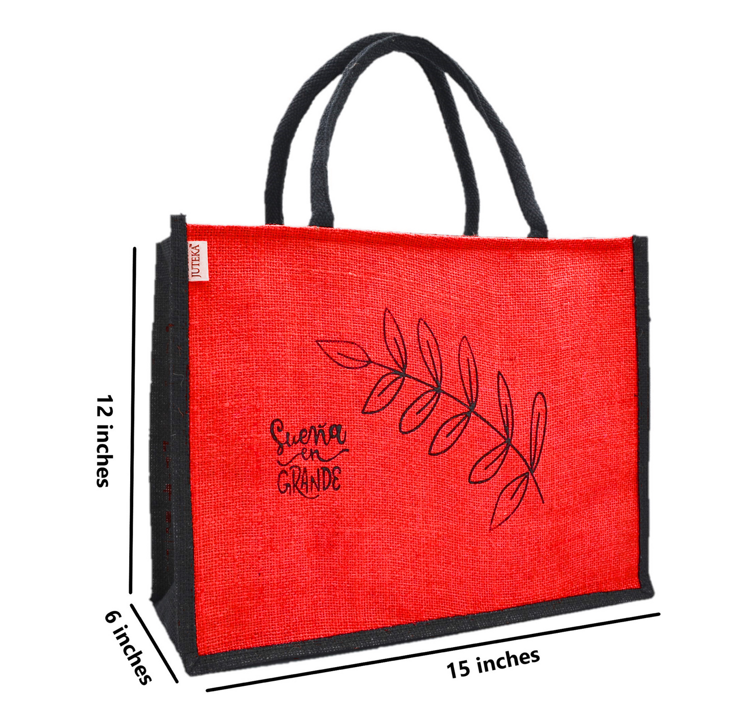 Jute Tote Bag with Stylish Leaf Print