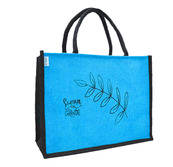 Jute Tote Bag with Stylish Leaf Print