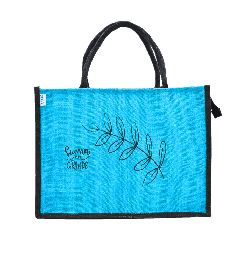 Jute Tote Bag with Stylish Leaf Print
