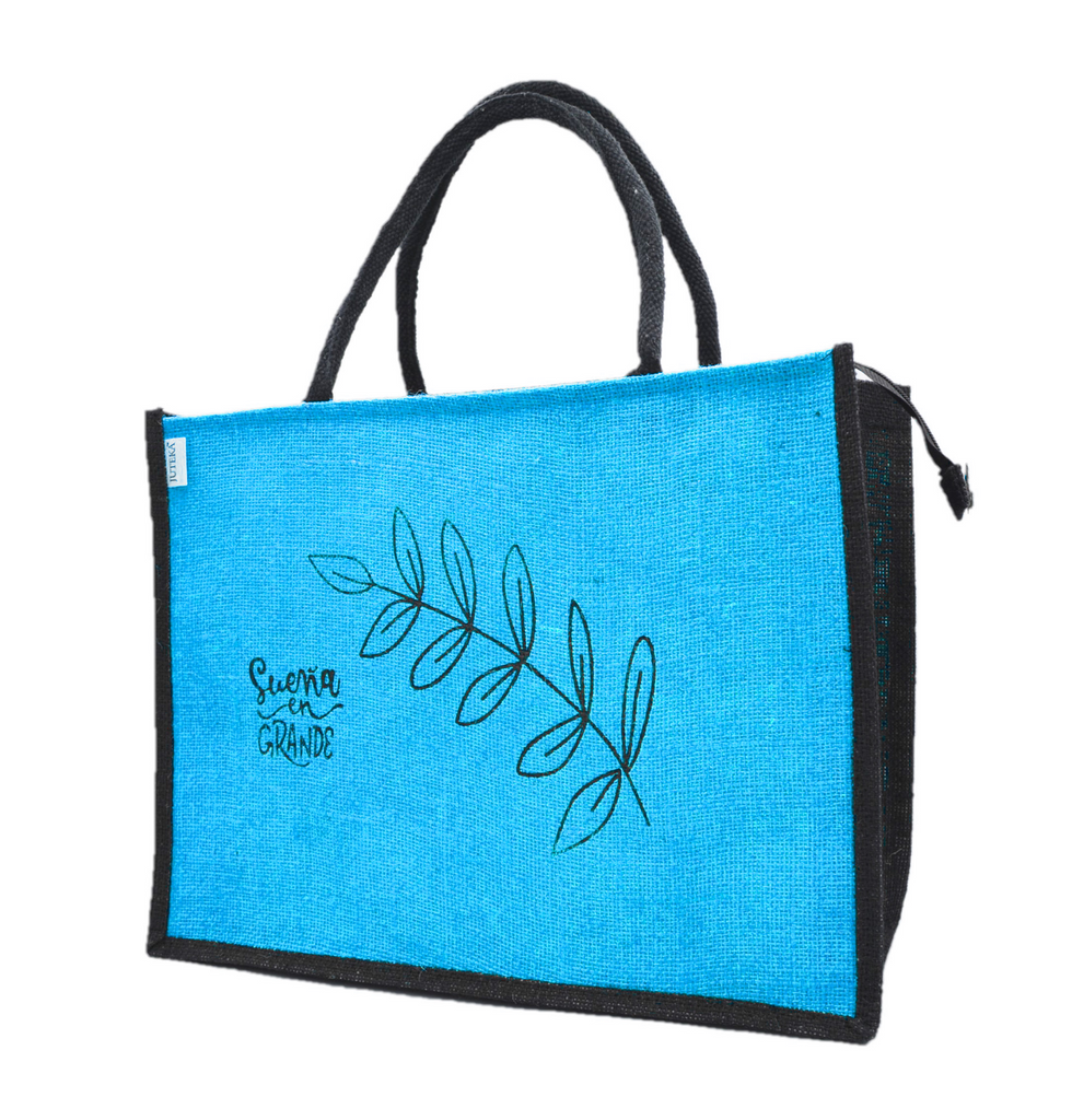 Jute Tote Bag with Stylish Leaf Print