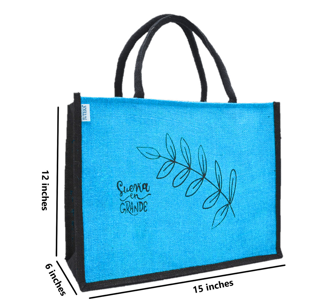 Jute Tote Bag with Stylish Leaf Print