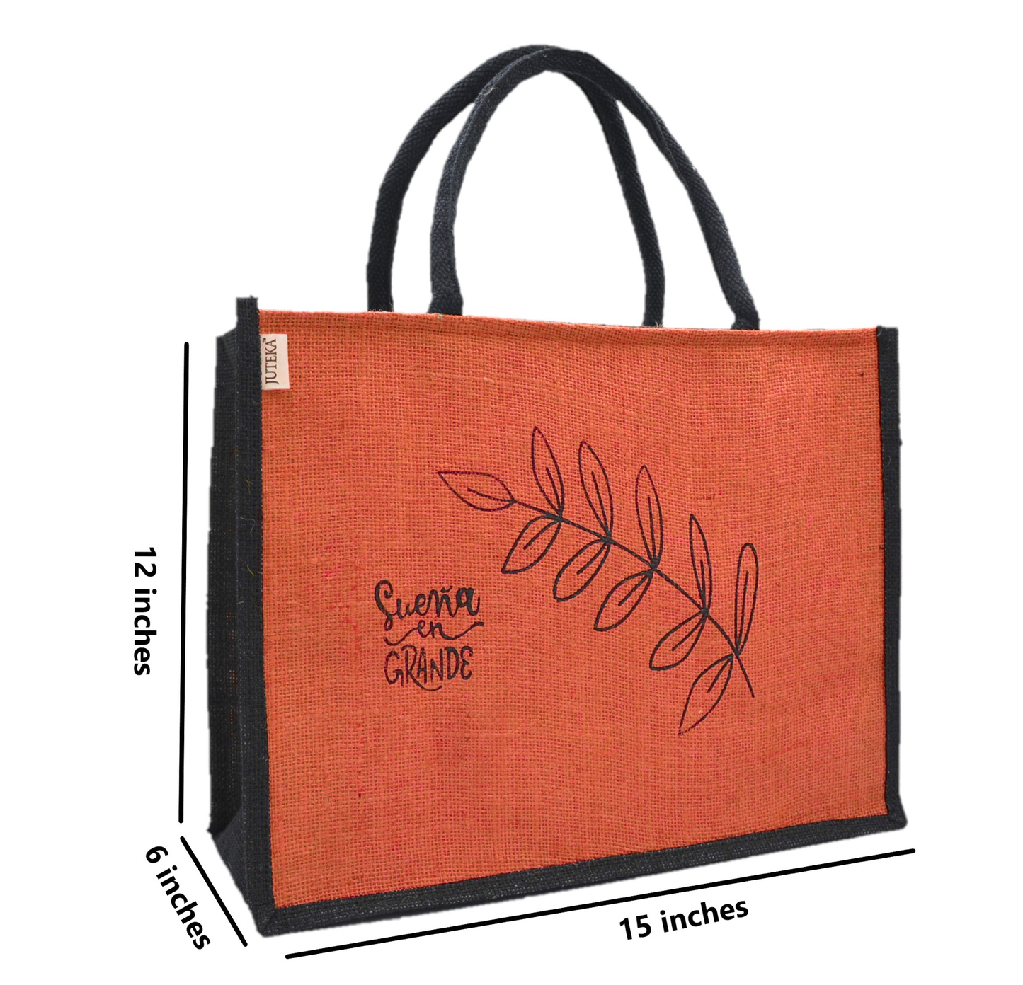 Jute Tote Bag with Stylish Leaf Print