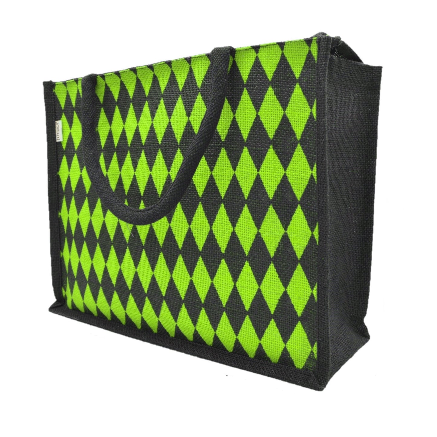 Diamond Pattern Jute Tote Bag
