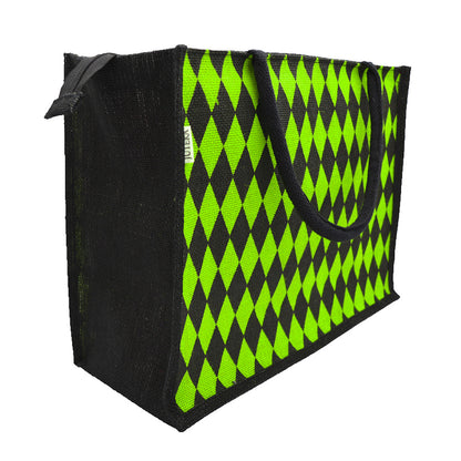 Diamond Pattern Jute Tote Bag