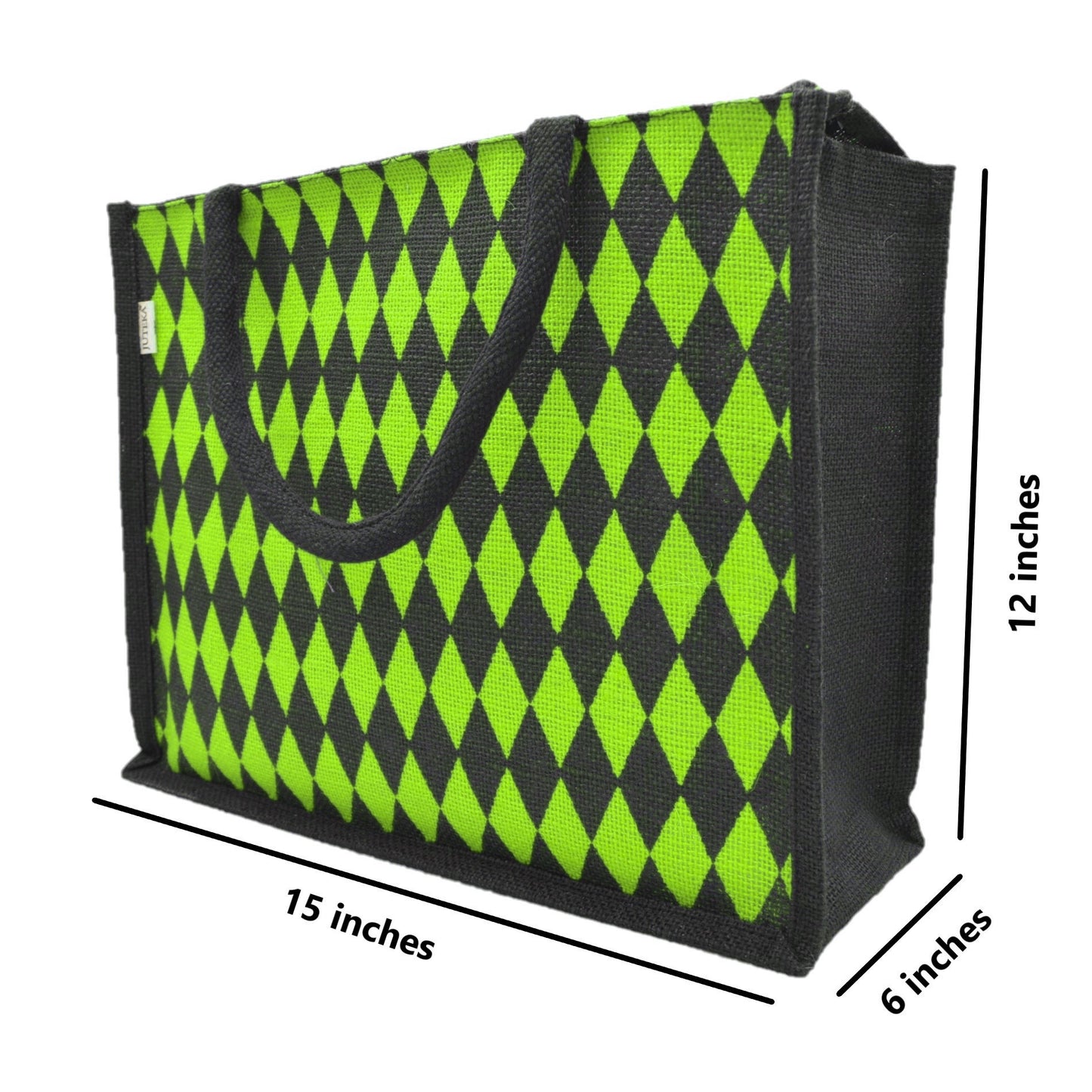Diamond Pattern Jute Tote Bag