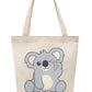 Cute Koala Black Cotton Tote Bag