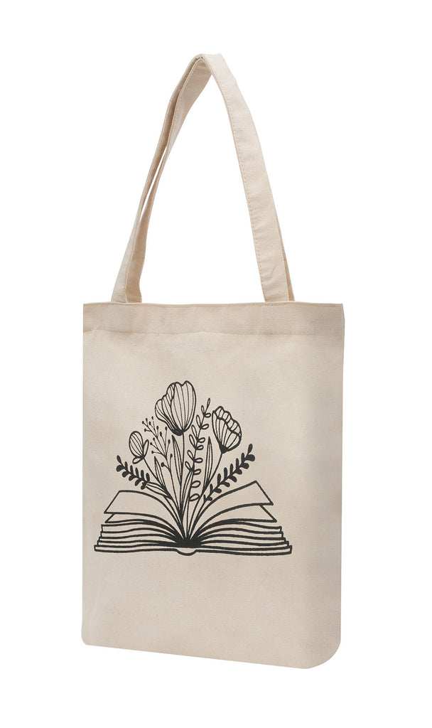 Floral Book Lover Cotton Tote Bag