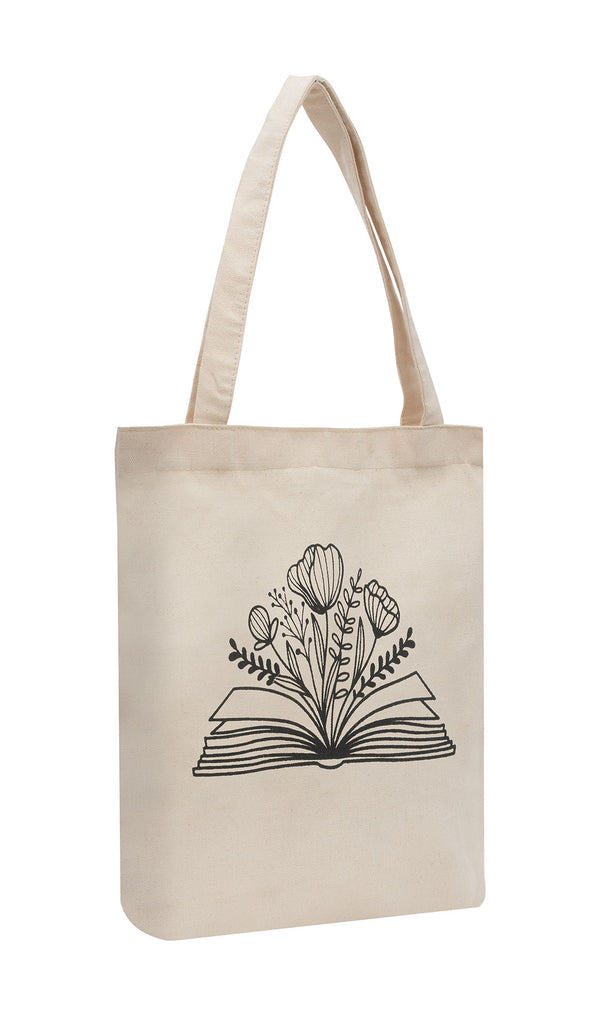 Floral Book Lover Cotton Tote Bag