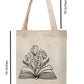 Floral Book Lover Cotton Tote Bag