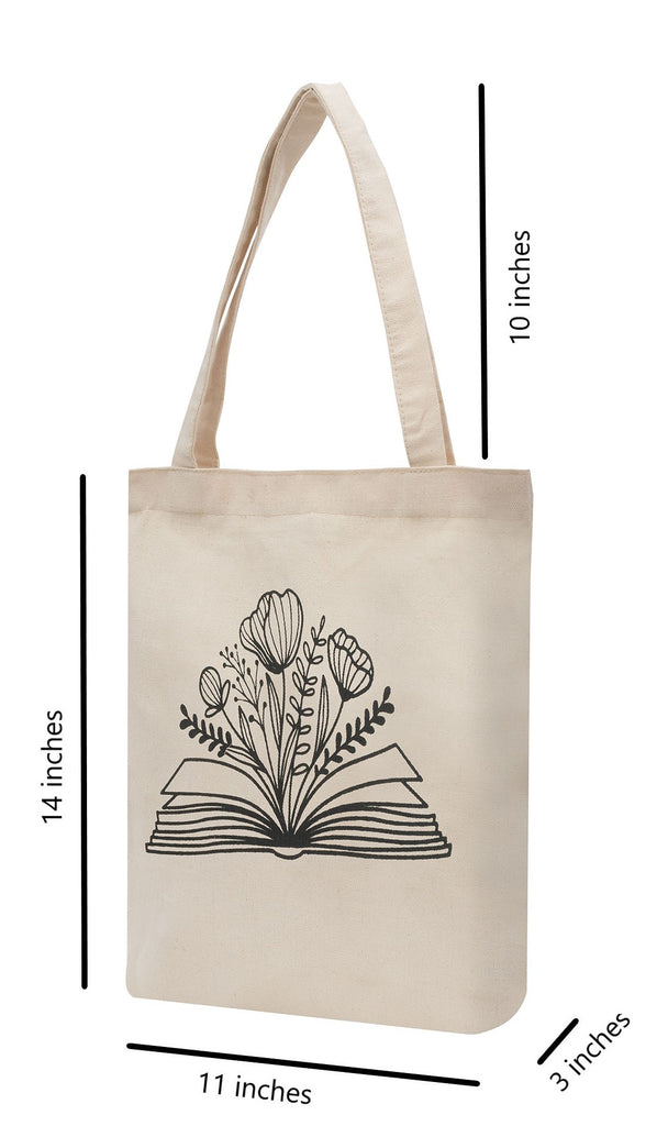 Floral Book Lover Cotton Tote Bag