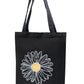 Classic Black Daisy Cotton Tote Bag