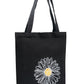 Classic Black Daisy Cotton Tote Bag