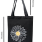 Classic Black Daisy Cotton Tote Bag