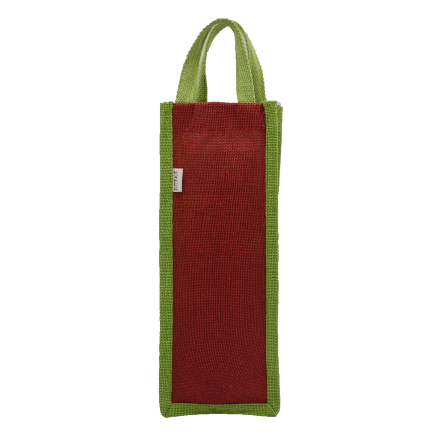 Red & Green Jute Bottle Bag
