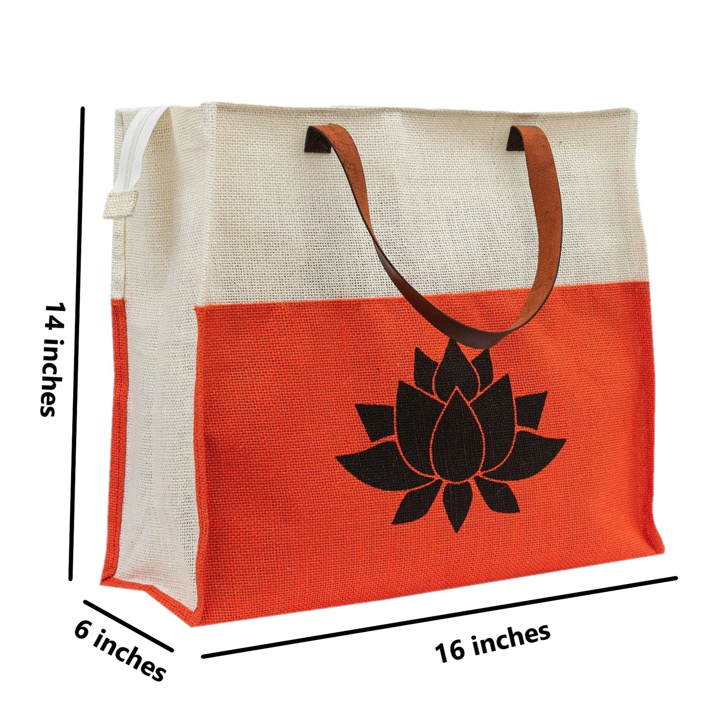 Jute Tote Bag with Lotus Print