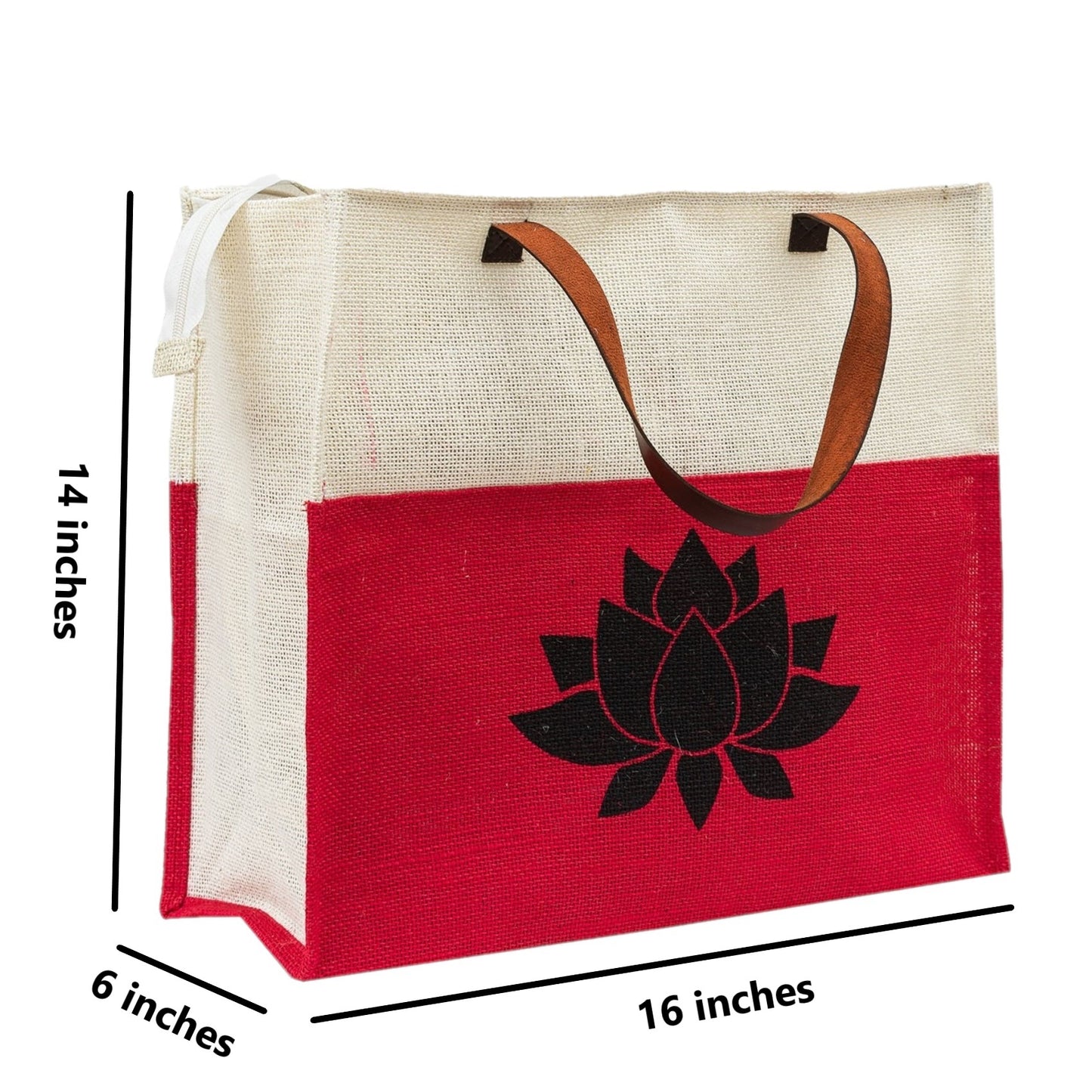Jute Tote Bag with Lotus Print