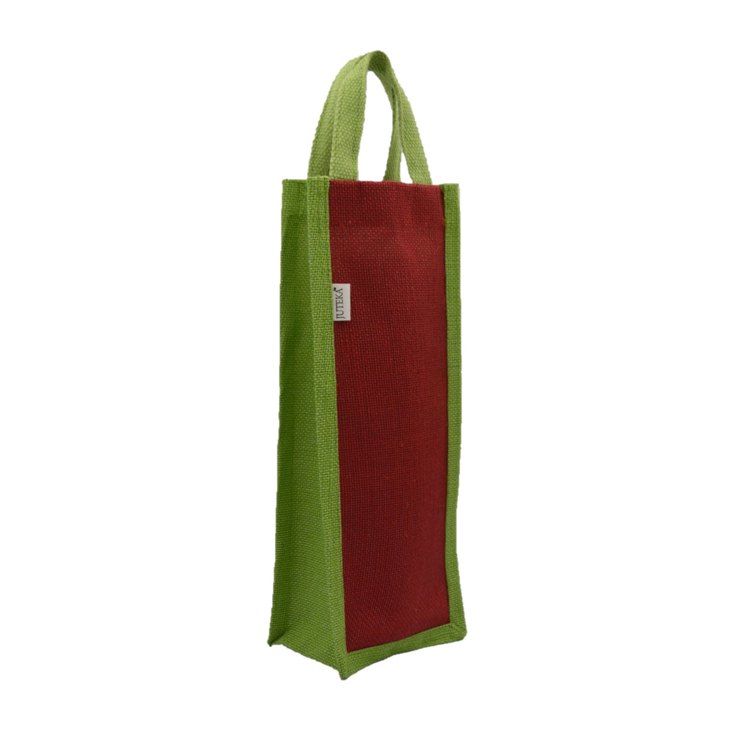 Red & Green Jute Bottle Bag