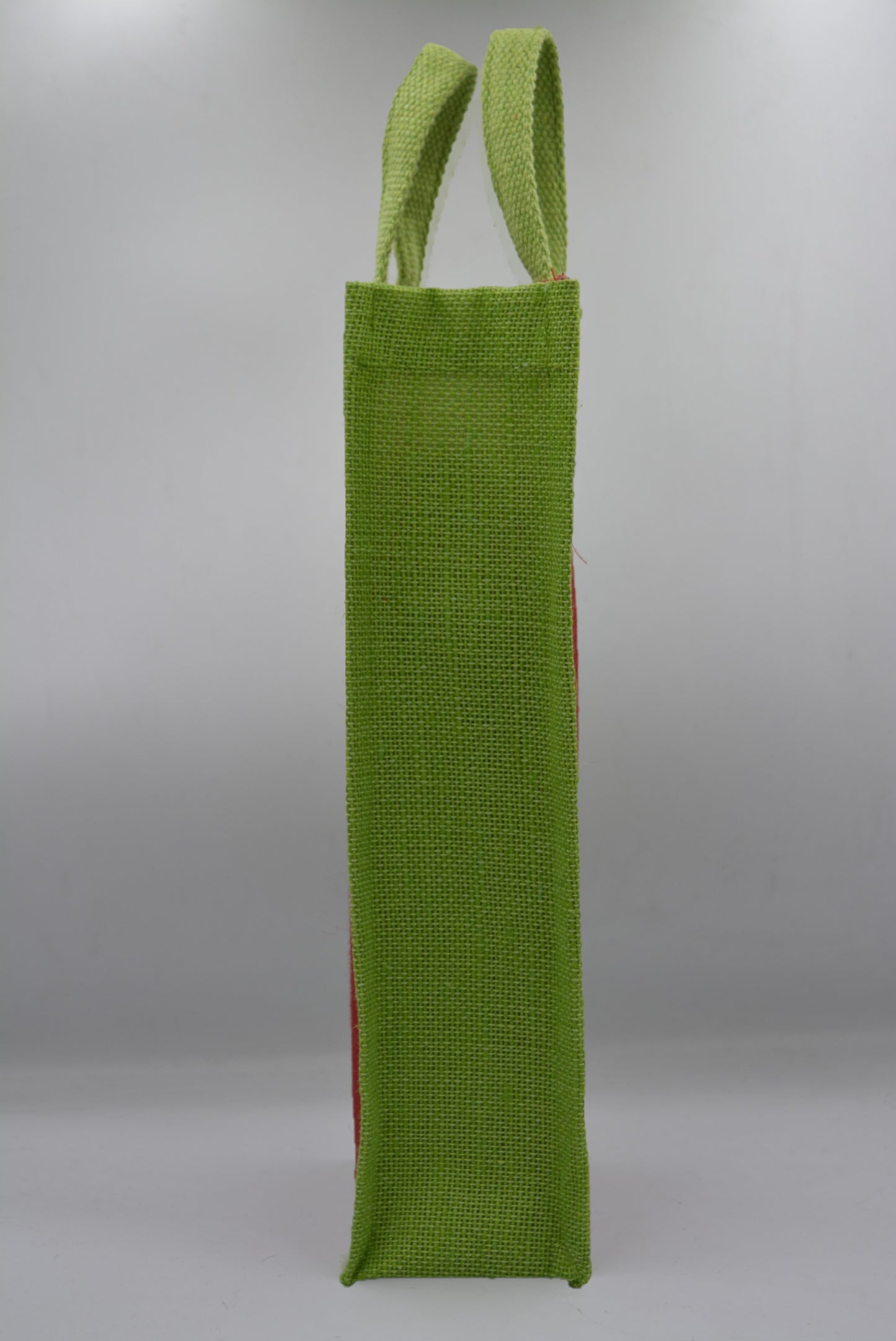 Red & Green Jute Bottle Bag