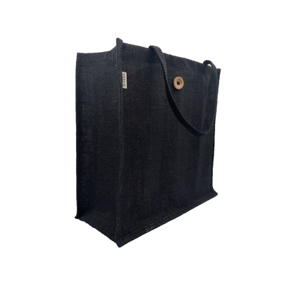 Jute Tote Bag with Button Closure