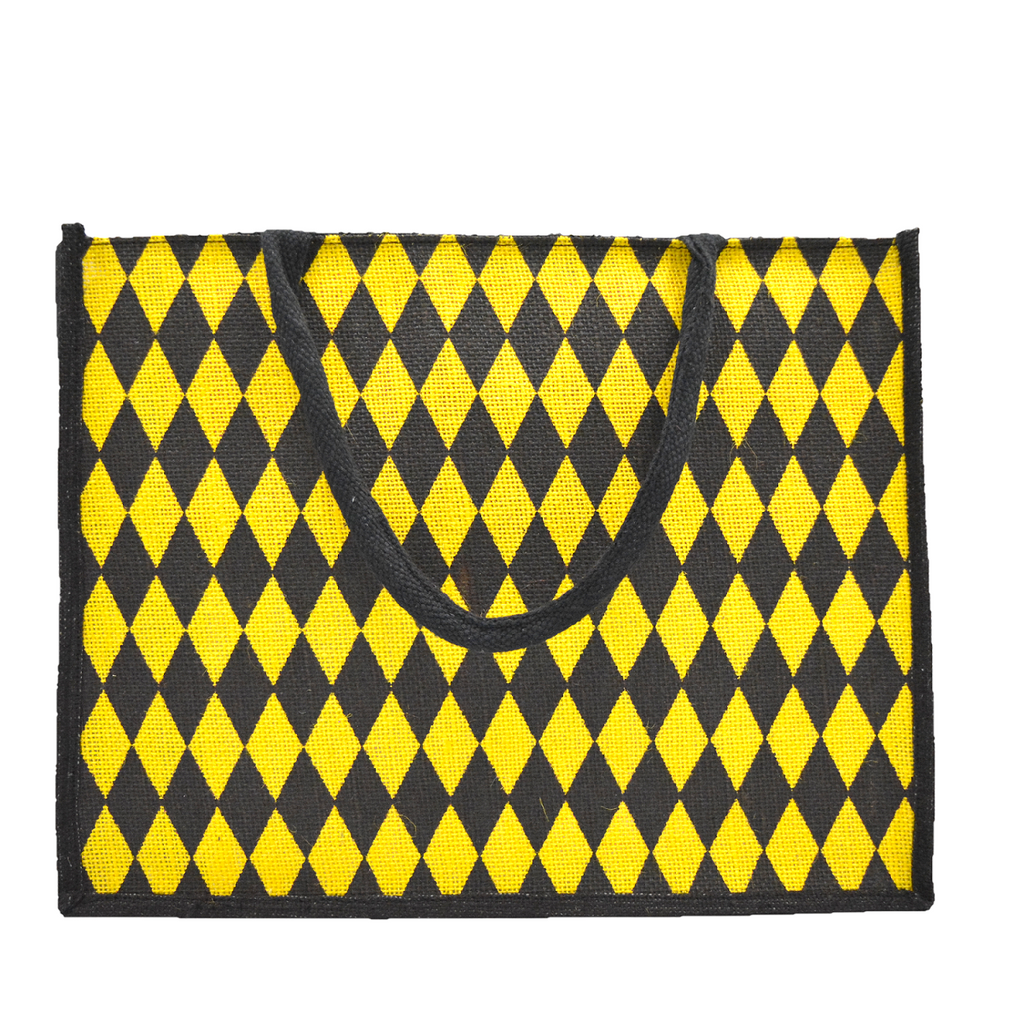 Diamond Pattern Jute Tote Bag