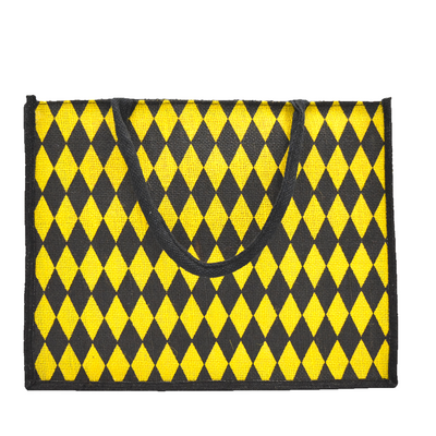 Diamond Pattern Jute Tote Bag