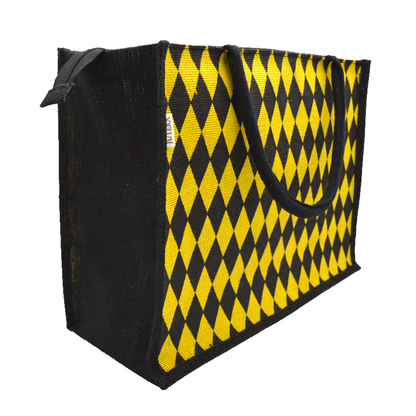 Diamond Pattern Jute Tote Bag