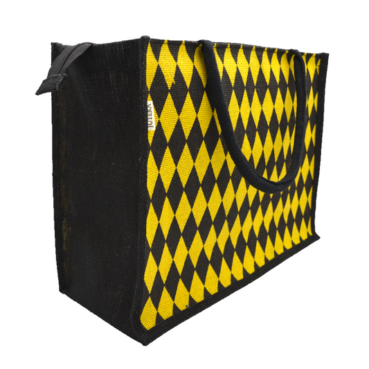 Diamond Pattern Jute Tote Bag