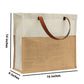 Two-Tone Jute Tote Bag with Leather Handle