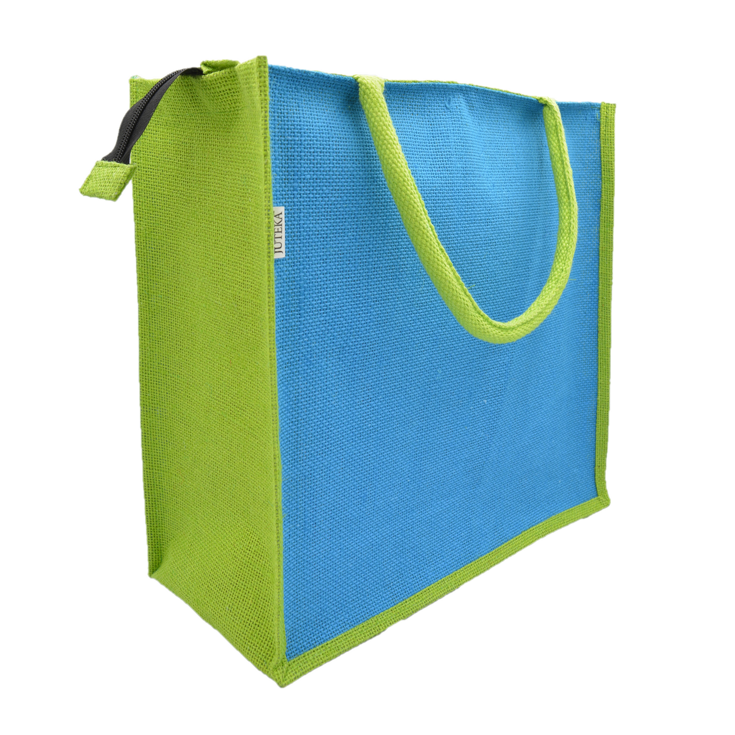 Vibrant Blue & Green Jute Tote Bag