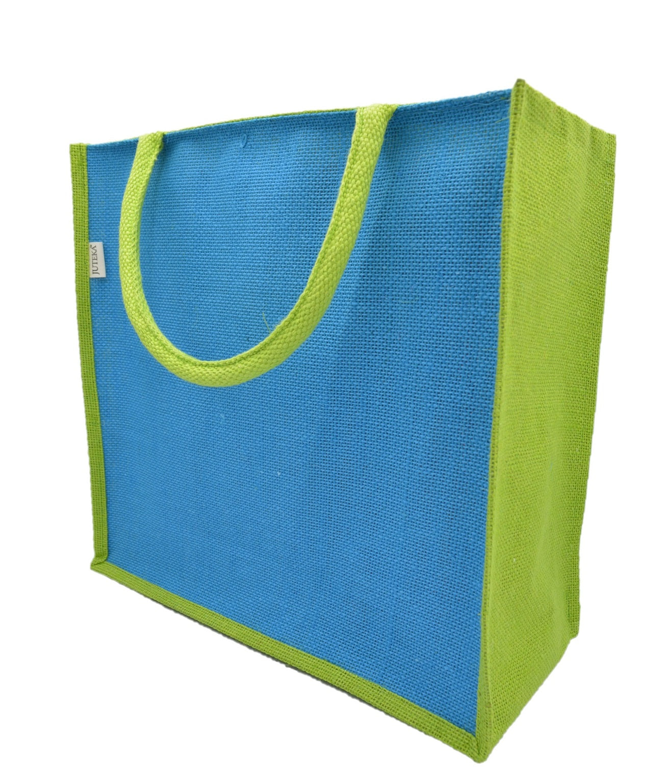 Vibrant Blue & Green Jute Tote Bag